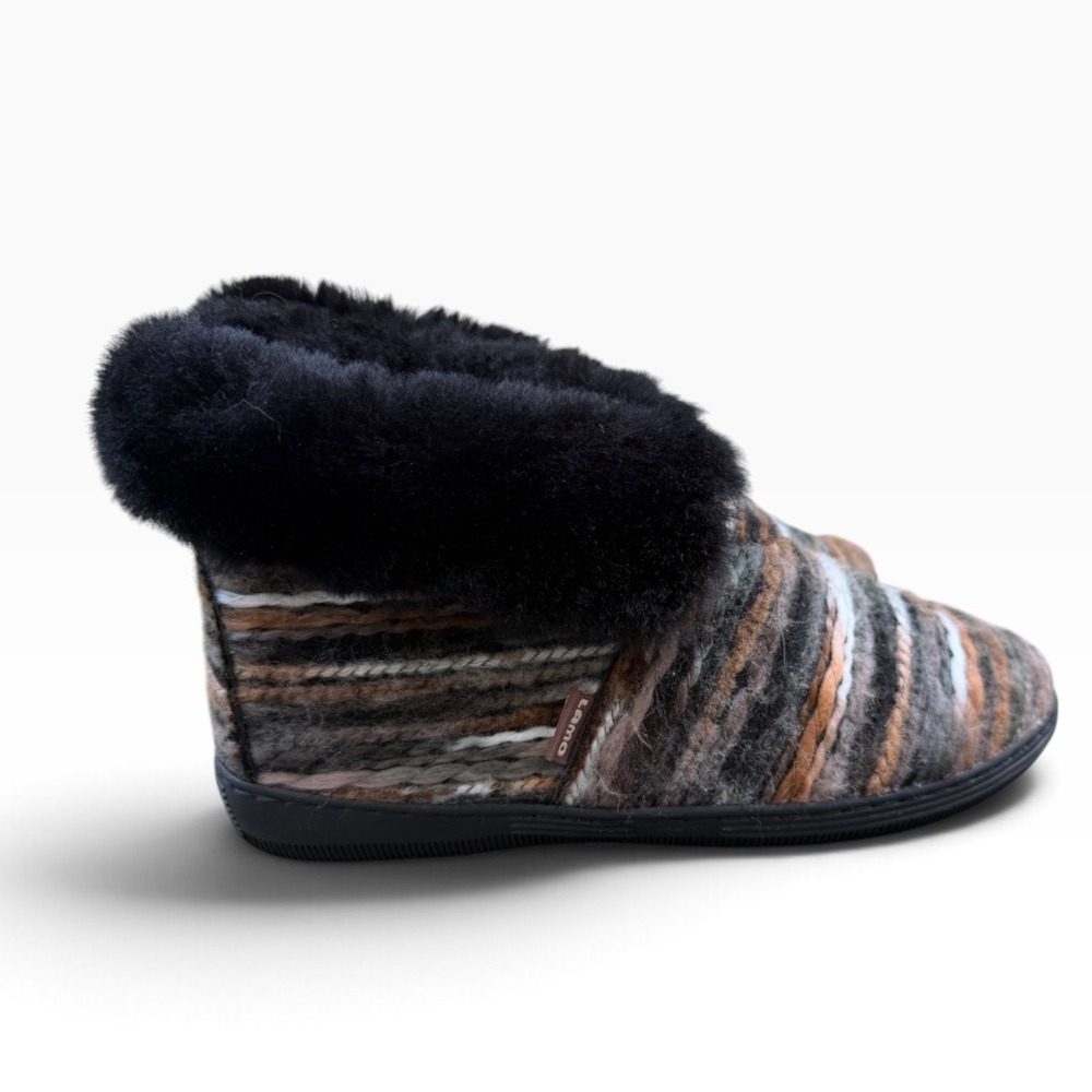 Lamo Slippers Knit Bootie Womens 7 Multi Color Faux Fur Lined Sheepskin House